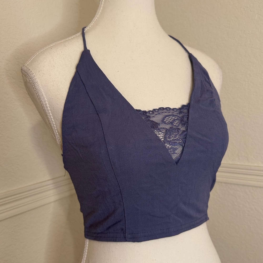 Free People Intimately The Century Lace Brami Chambray Blue - Picture 2 of 4